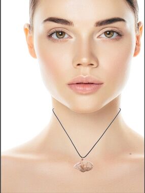 Raw Rose Quartz Pendant with Black Cord Necklace NWOT